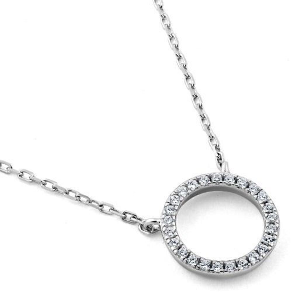 New Sterling Silver Halo CZ Necklace